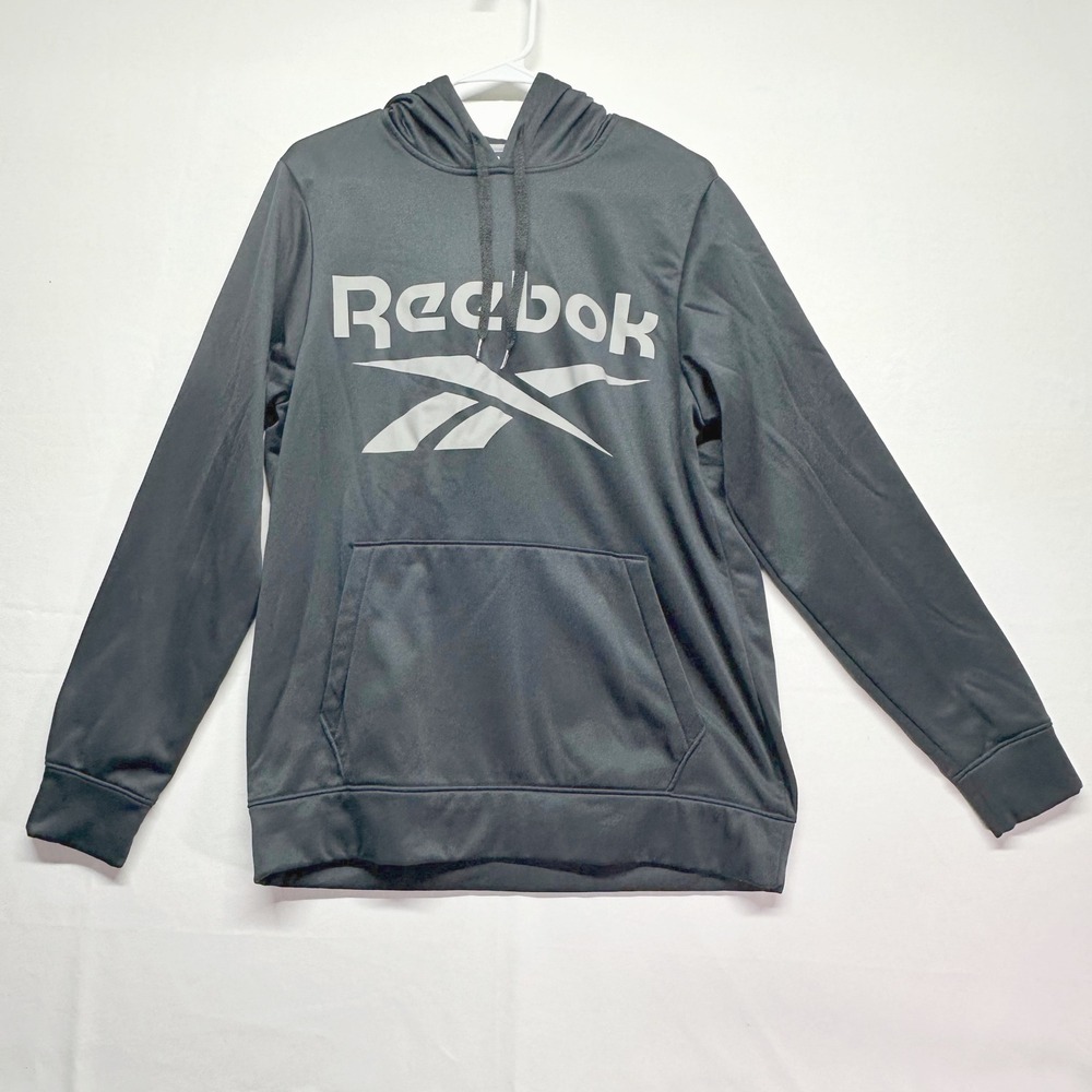 Reebok Black Long Sleeved Front Pocket Hoodie Soft Lining Polyester Adult Medium